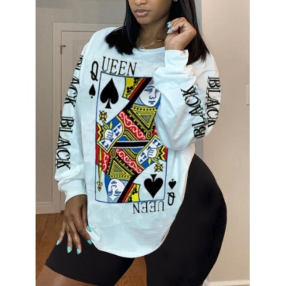 Long Sleeve Graphic Print Oversize Shirt